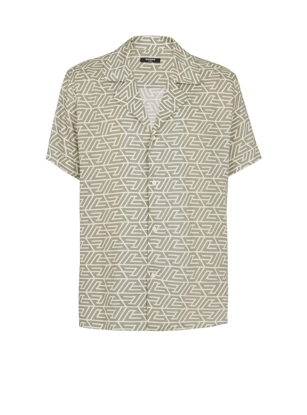 Men\'s Balmain Shirt With Printed Pyramid Monogram Shirts Khaki | USA EsXUvXha