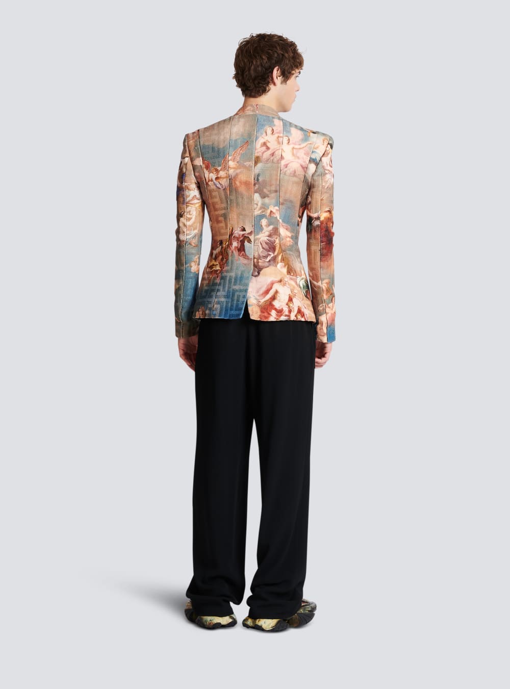 Men's Balmain Sky Print Collarless Jackets Multicolor | USA TDVUYFuR