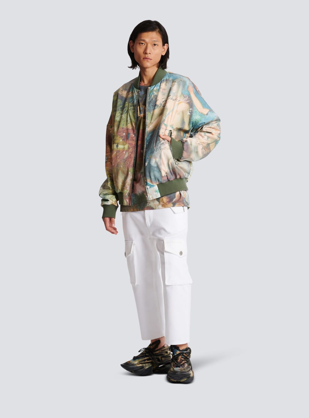 Men's Balmain Sky Print Reversible Bomber Jackets Multicolor | USA tf6EUp4m