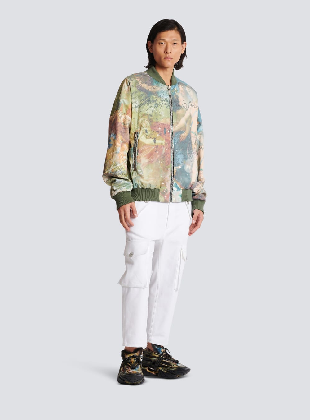 Men's Balmain Sky Print Reversible Bomber Jackets Multicolor | USA tf6EUp4m