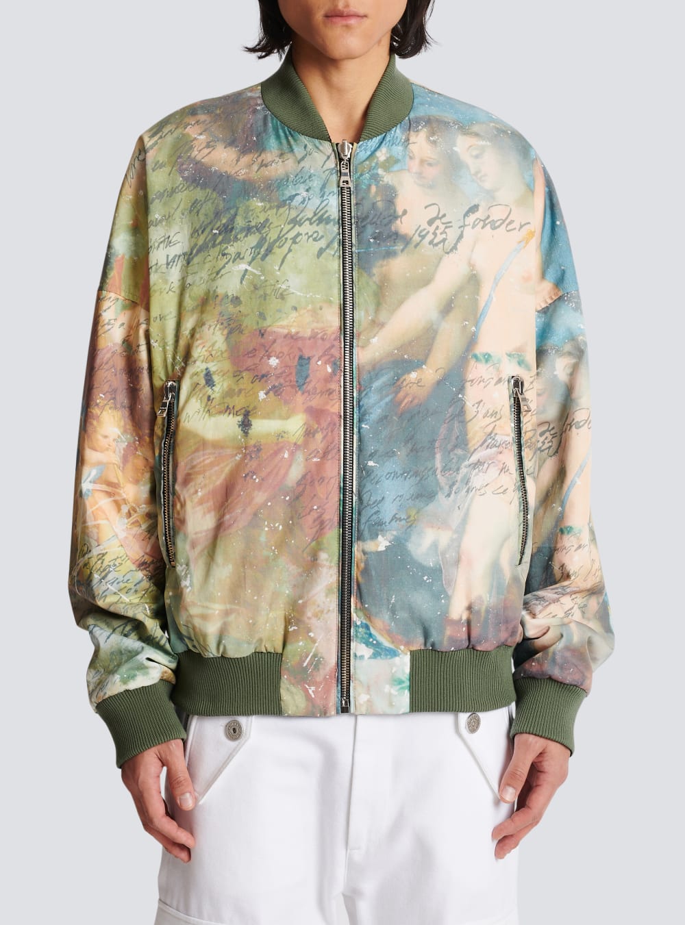 Men's Balmain Sky Print Reversible Bomber Jackets Multicolor | USA tf6EUp4m