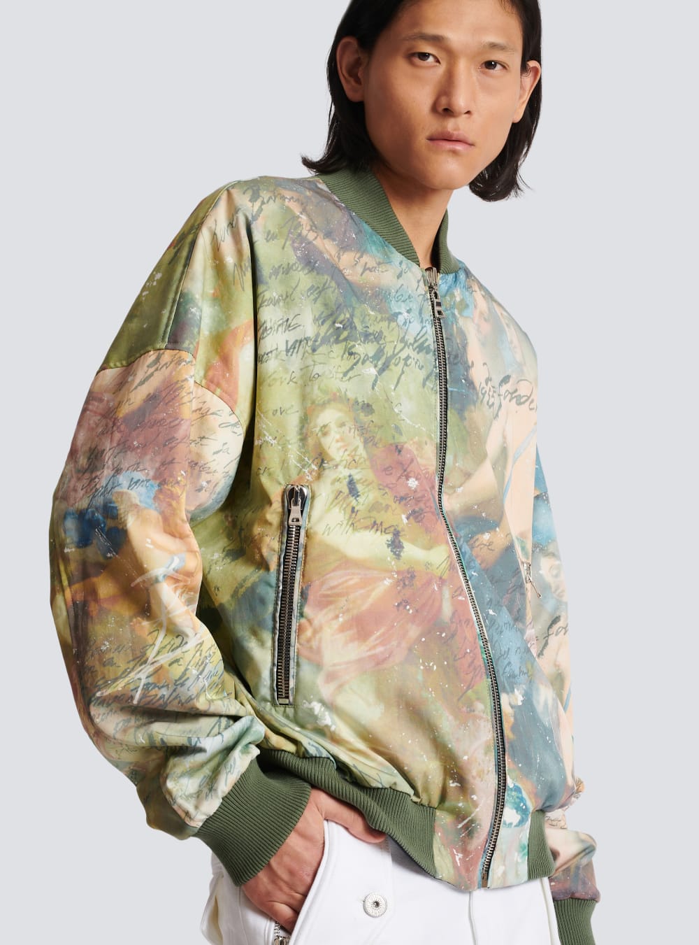 Men's Balmain Sky Print Reversible Bomber Jackets Multicolor | USA tf6EUp4m