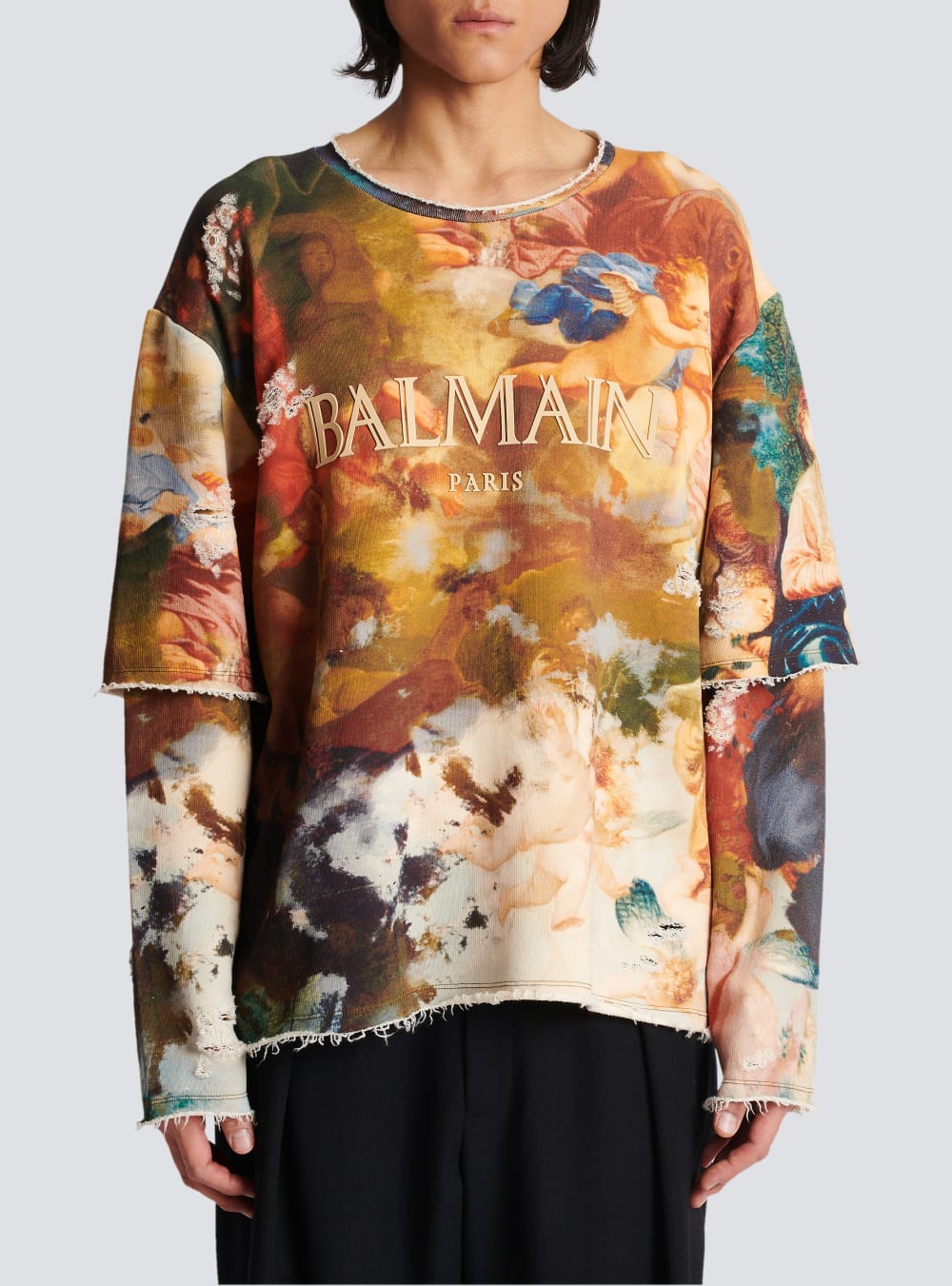 Men's Balmain Sky Print Trompe-l'oeil Sweatshirts Multicolor | USA F7DES4YE