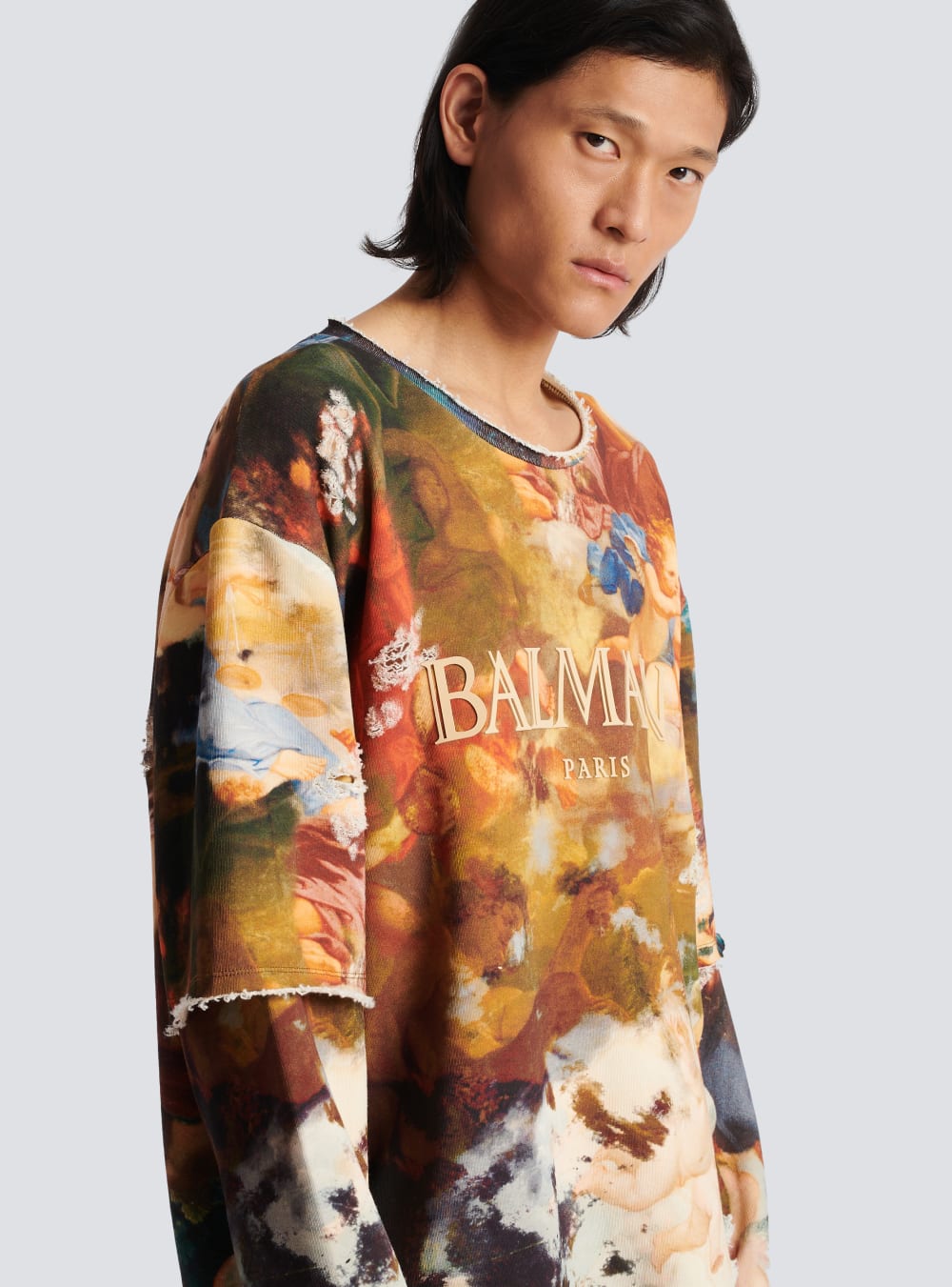 Men's Balmain Sky Print Trompe-l'oeil Sweatshirts Multicolor | USA F7DES4YE