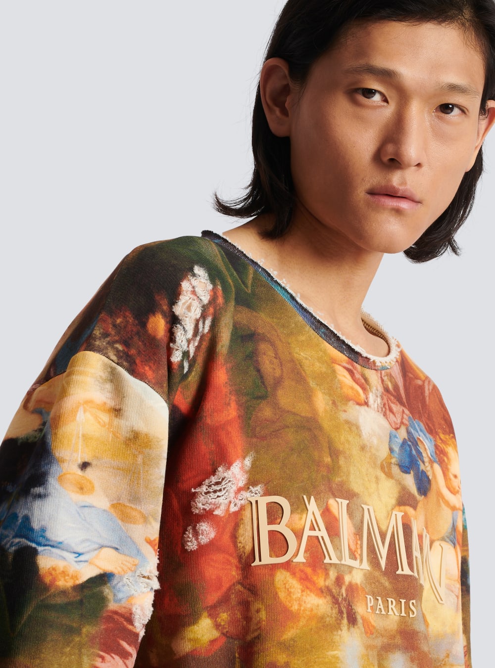 Men's Balmain Sky Print Trompe-l'oeil Sweatshirts Multicolor | USA F7DES4YE