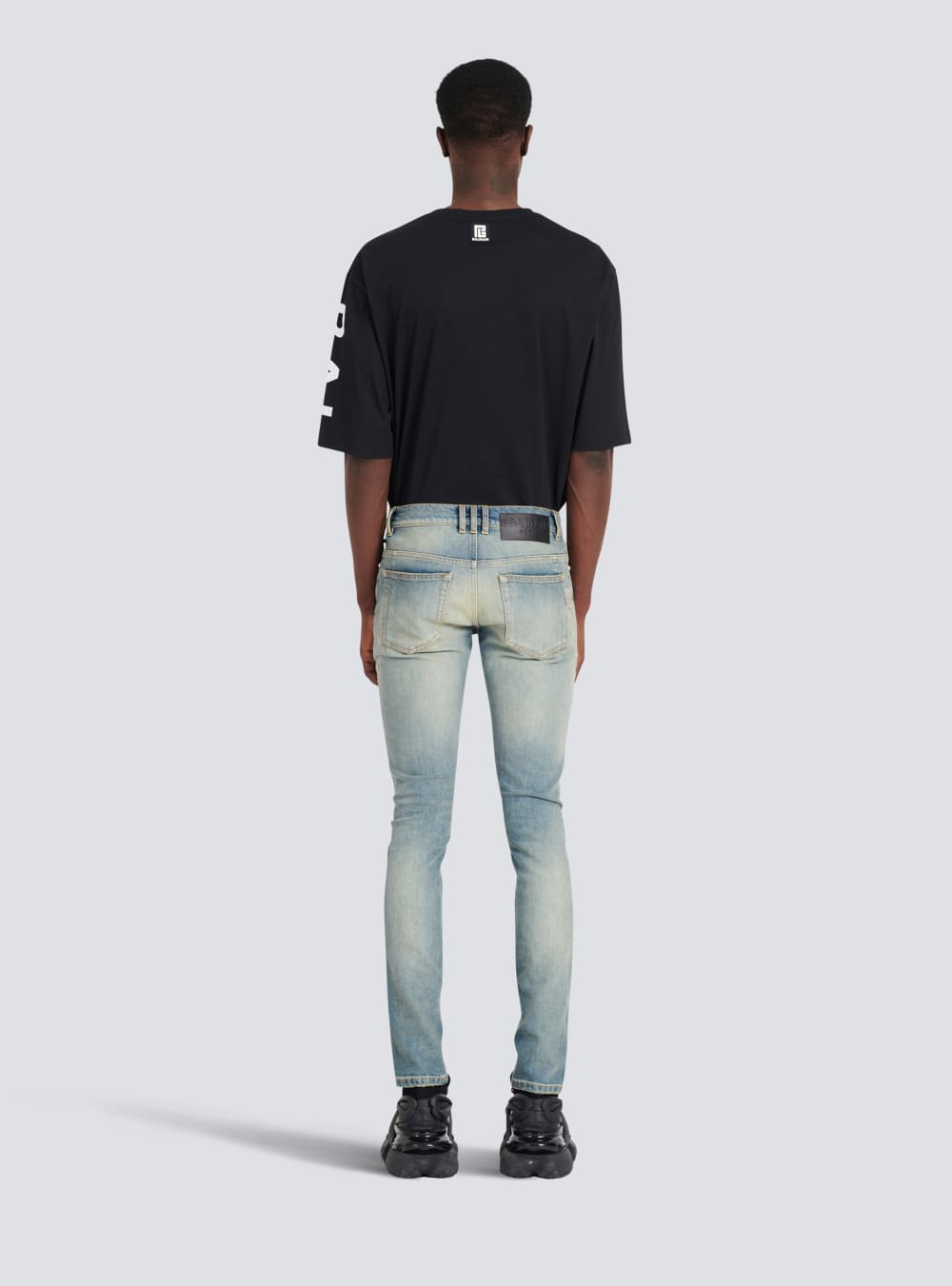 Men's Balmain Slim Cut Faded Cotton Jeans Blue | USA 83K5alT0