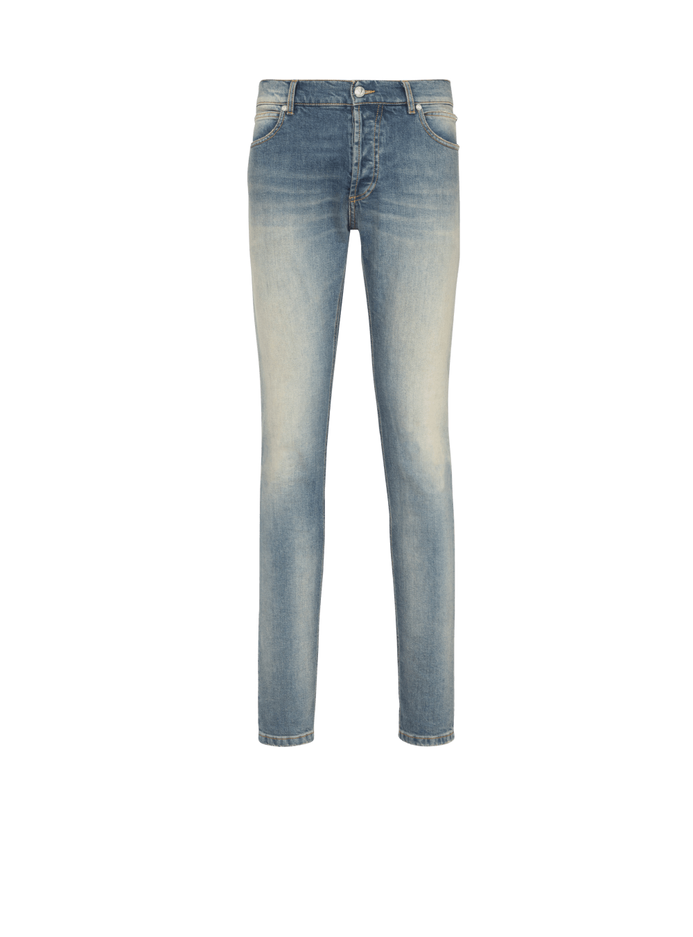 Men\'s Balmain Slim Cut Faded Cotton Jeans Blue | USA 83K5alT0