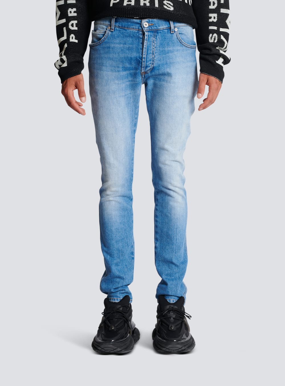 Men's Balmain Slim-fit Cotton Jeans Blue | USA 5DqG7CBU