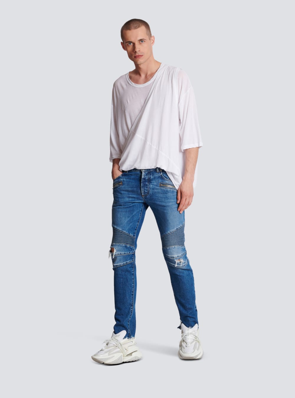 Men's Balmain Slim-fit Cotton Jeans Blue | USA 85IbdscI