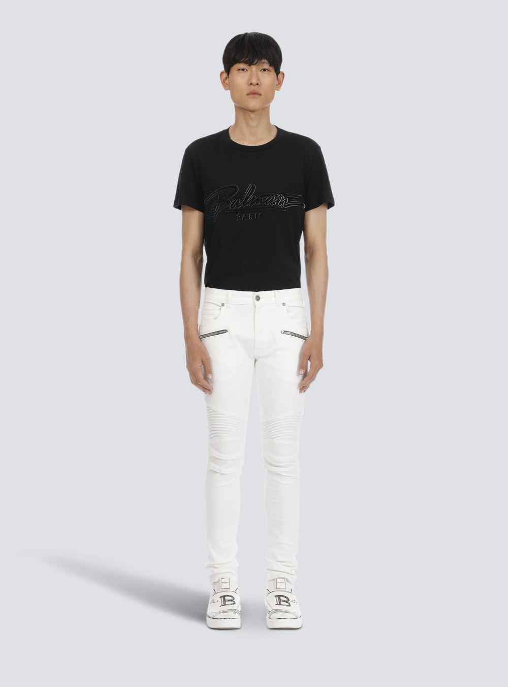 Men's Balmain Slim-fit Cotton Jeans White | USA 0aB6jN8p