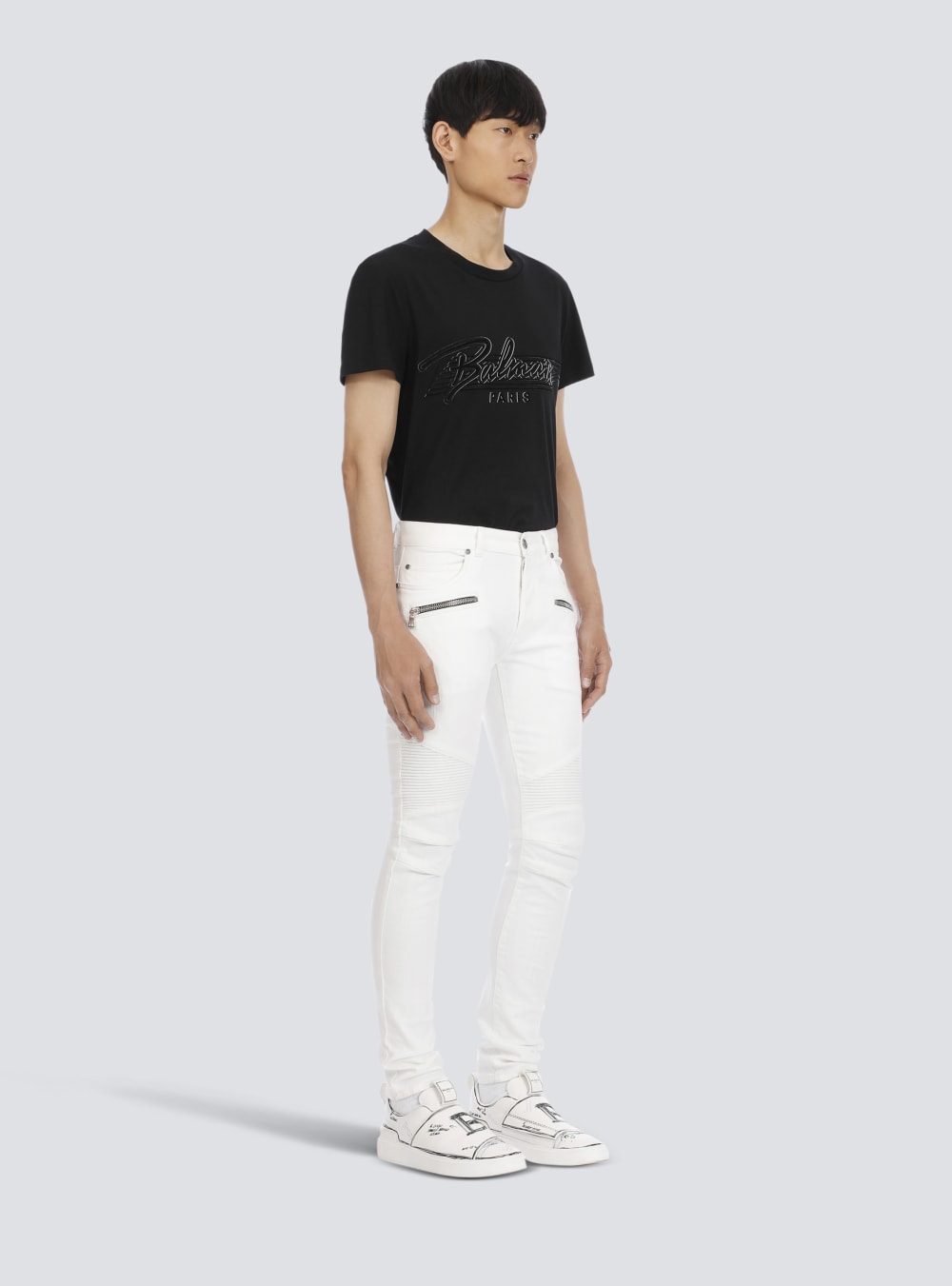 Men's Balmain Slim-fit Cotton Jeans White | USA 0aB6jN8p