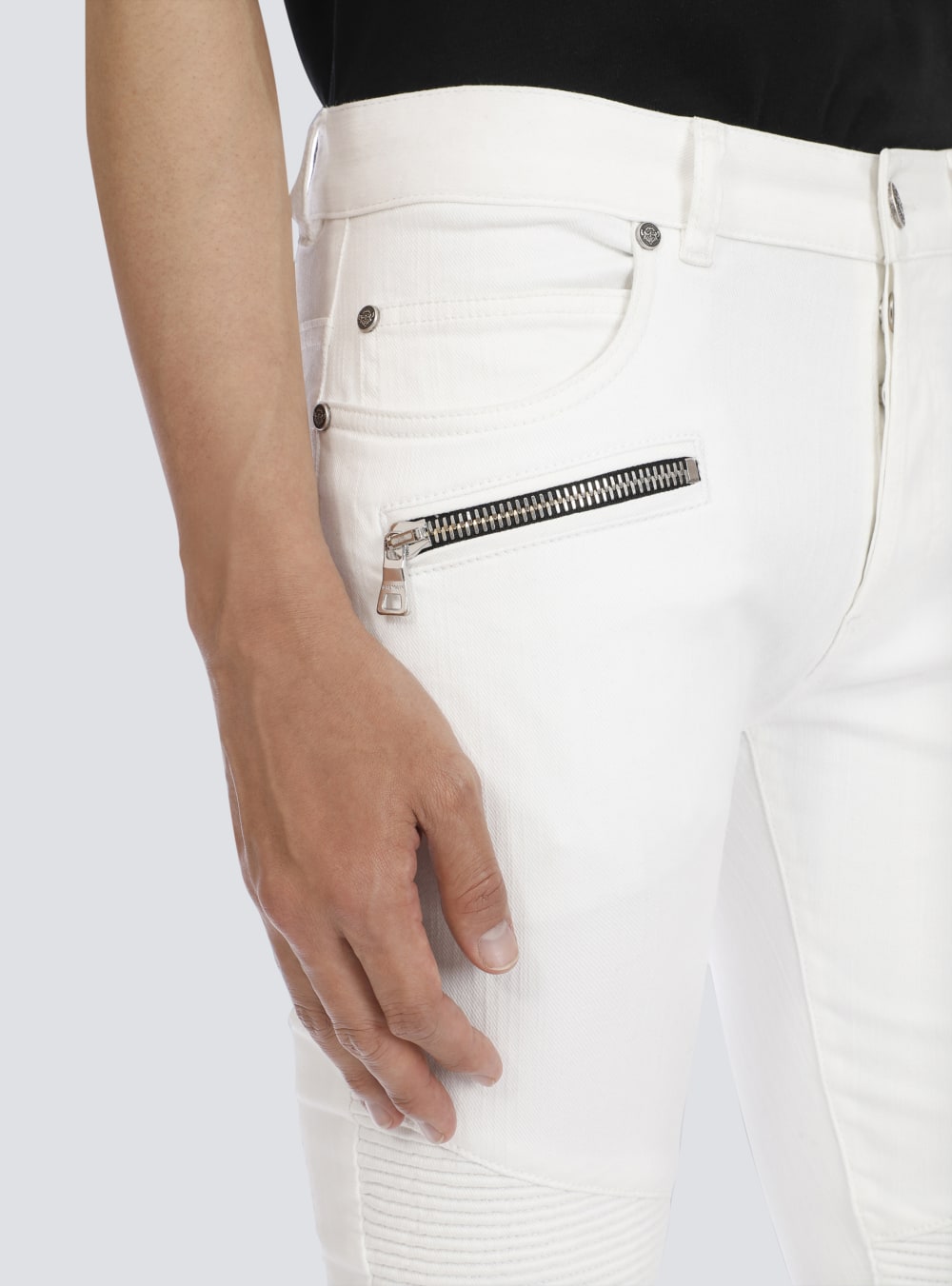 Men's Balmain Slim-fit Cotton Jeans White | USA 0aB6jN8p