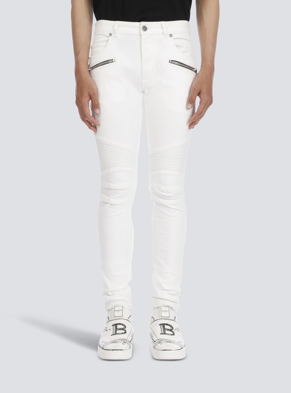 Men's Balmain Slim-fit Cotton Jeans White | USA 0aB6jN8p