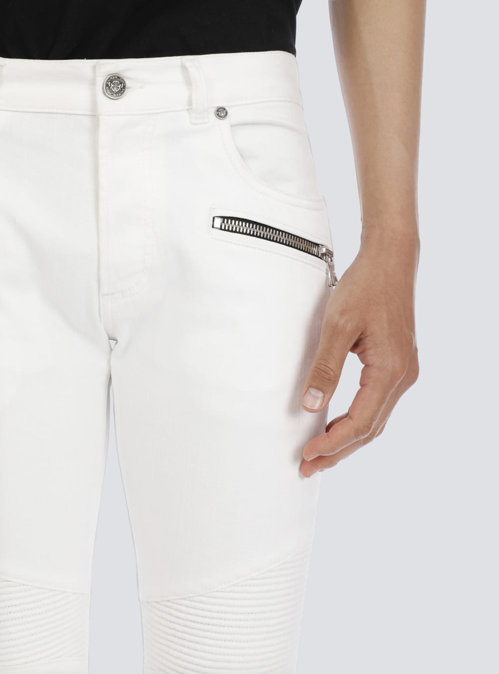 Men's Balmain Slim-fit Cotton Jeans White | USA 0aB6jN8p