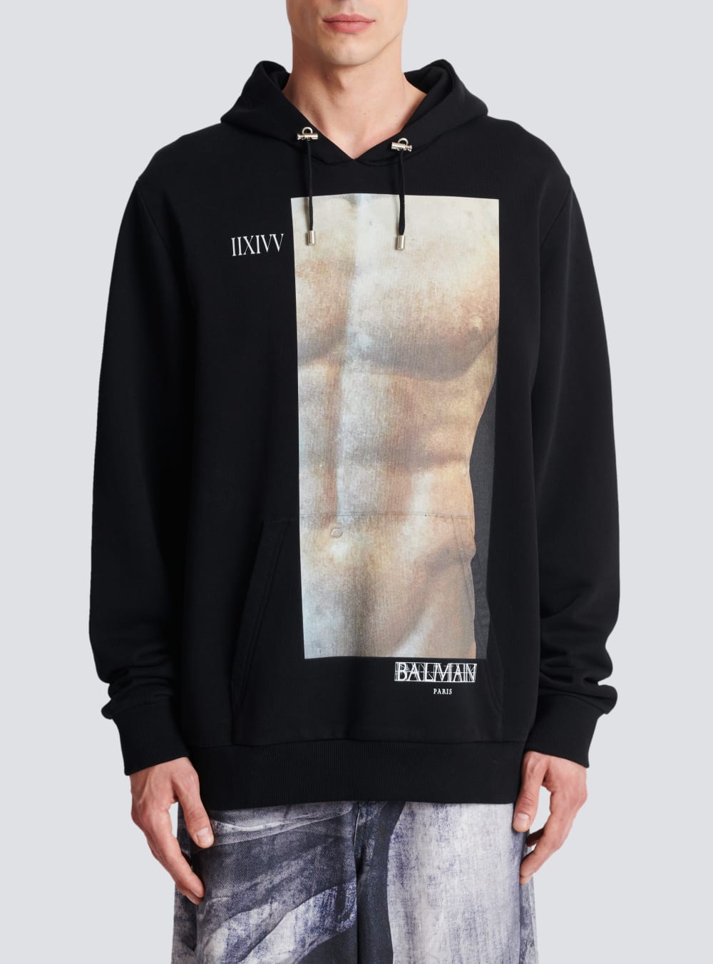 Men's Balmain Statue Print Sweatshirts Black | USA 5FJm5WYA