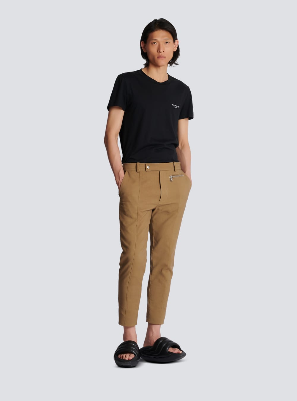 Men's Balmain Straight Cotton Cargo Trousers Beige | USA r50FmLF1