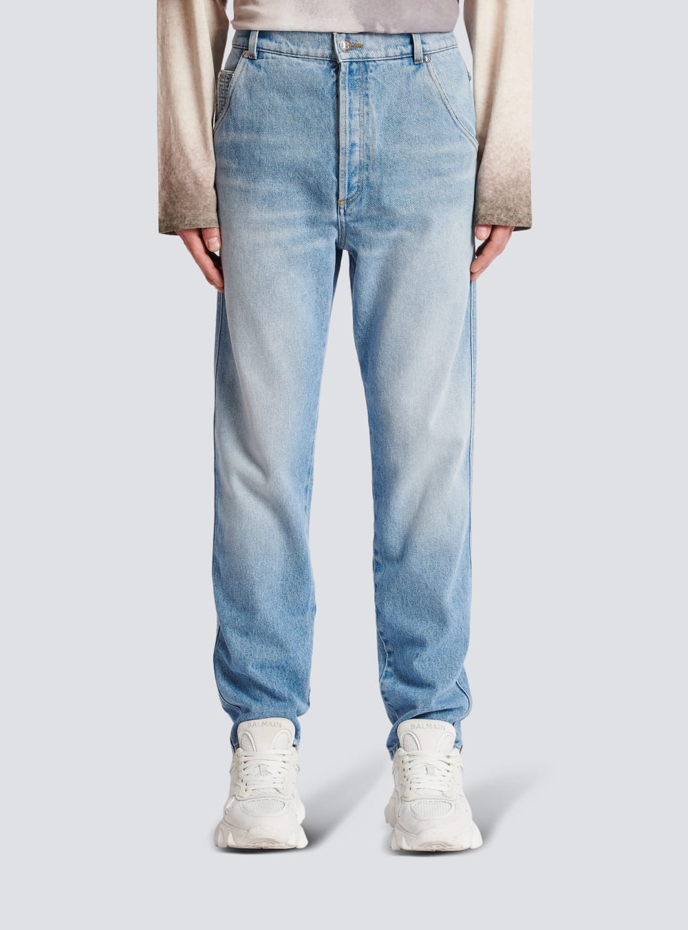 Men's Balmain Straight Cut Cotton Jeans Blue | USA StYJktyi