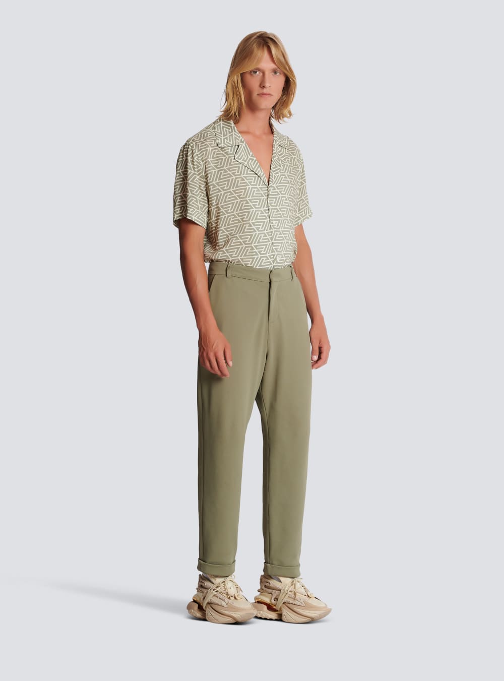 Men's Balmain Straight Cut Jersey Trousers Khaki | USA sgax7wJG