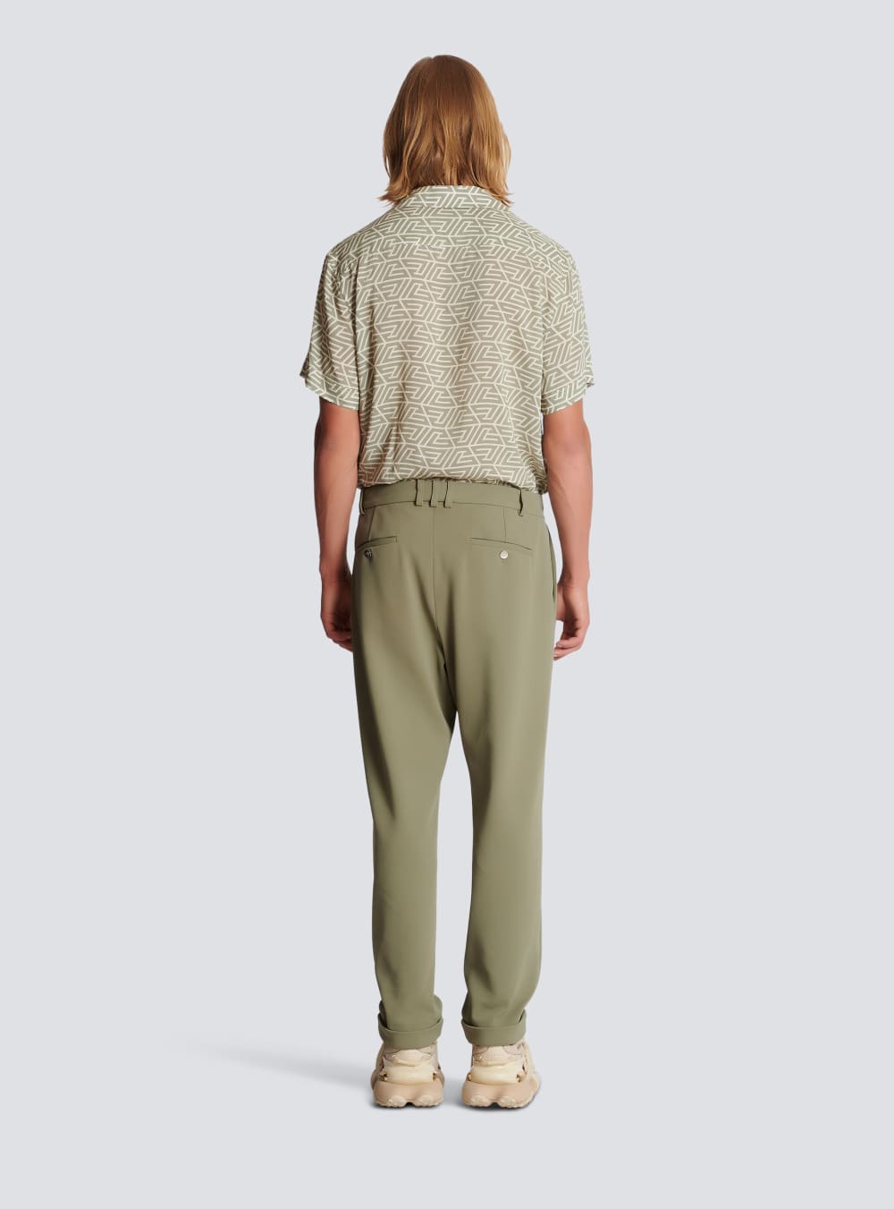 Men's Balmain Straight Cut Jersey Trousers Khaki | USA sgax7wJG