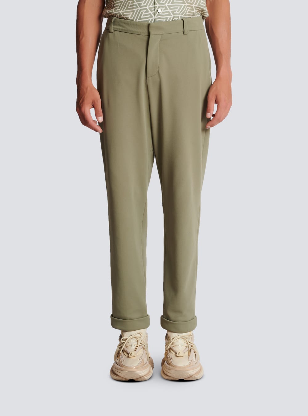 Men's Balmain Straight Cut Jersey Trousers Khaki | USA sgax7wJG