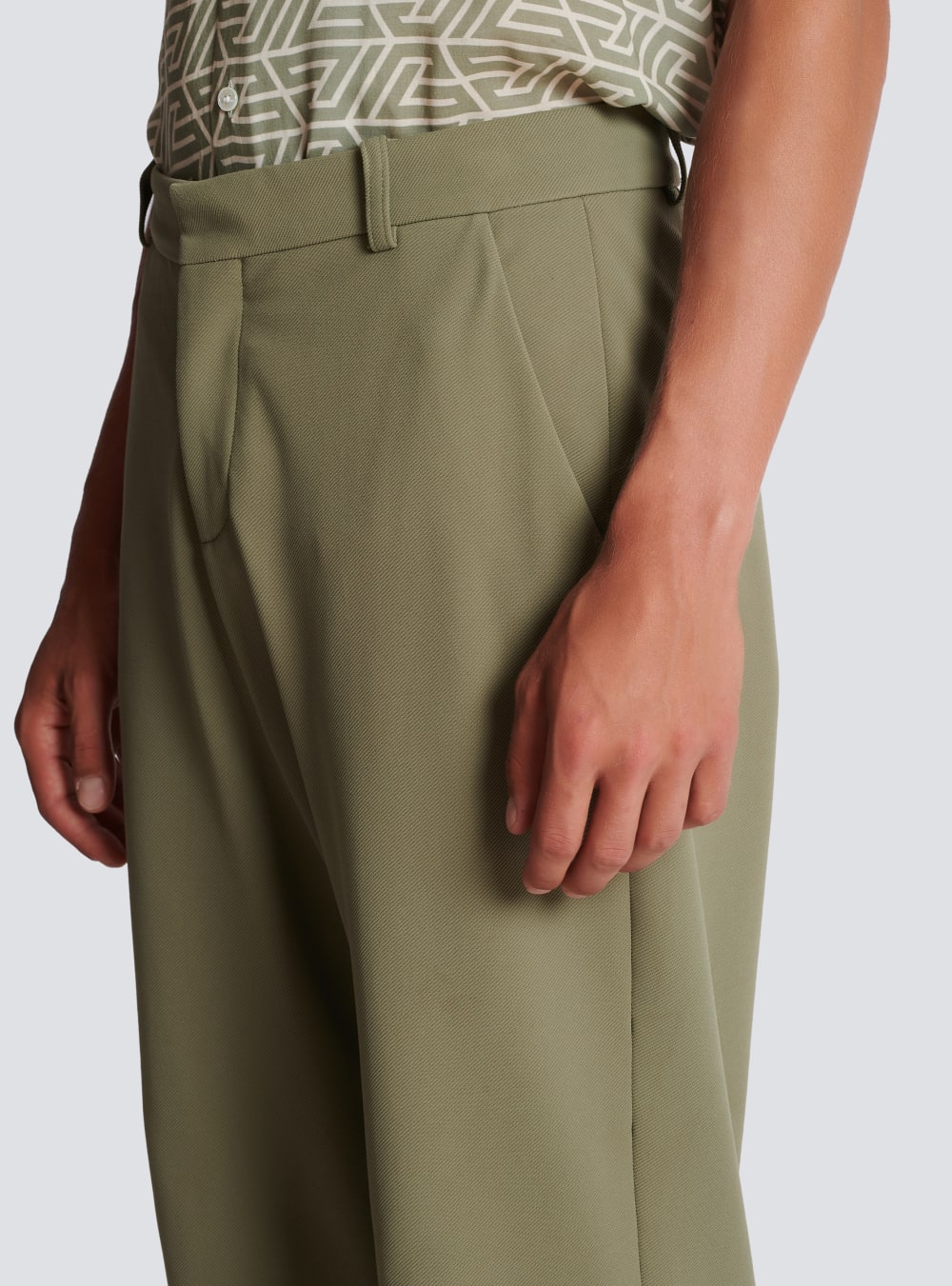 Men's Balmain Straight Cut Jersey Trousers Khaki | USA sgax7wJG