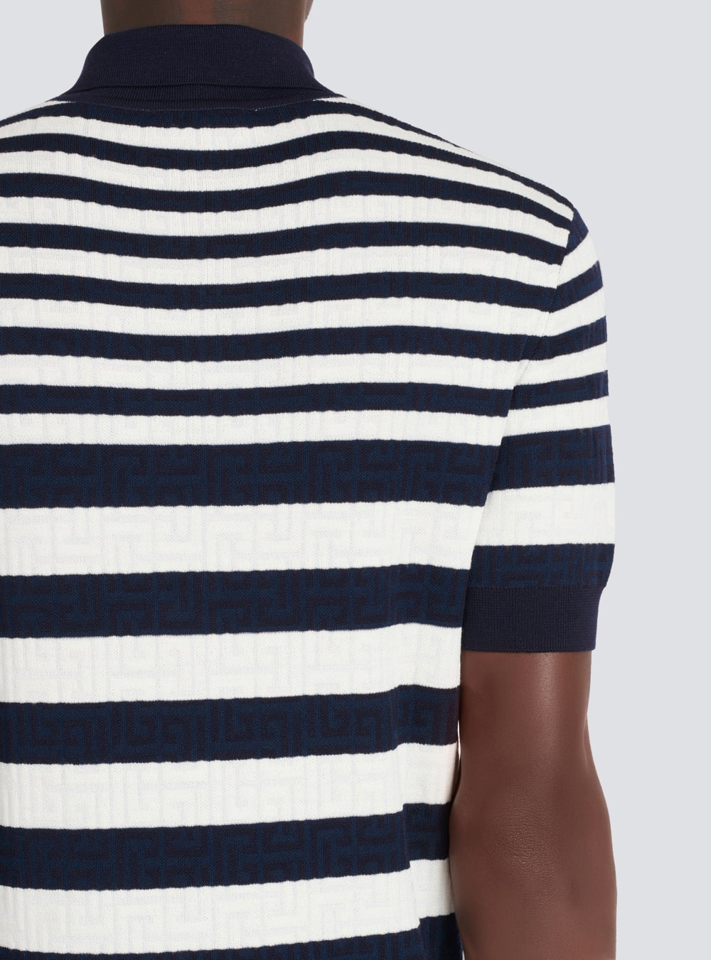 Men's Balmain Striped Polo Shirts Navy | USA 5v13veSD