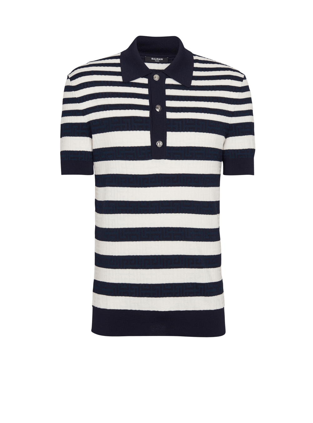 Men\'s Balmain Striped Polo Shirts Navy | USA 5v13veSD