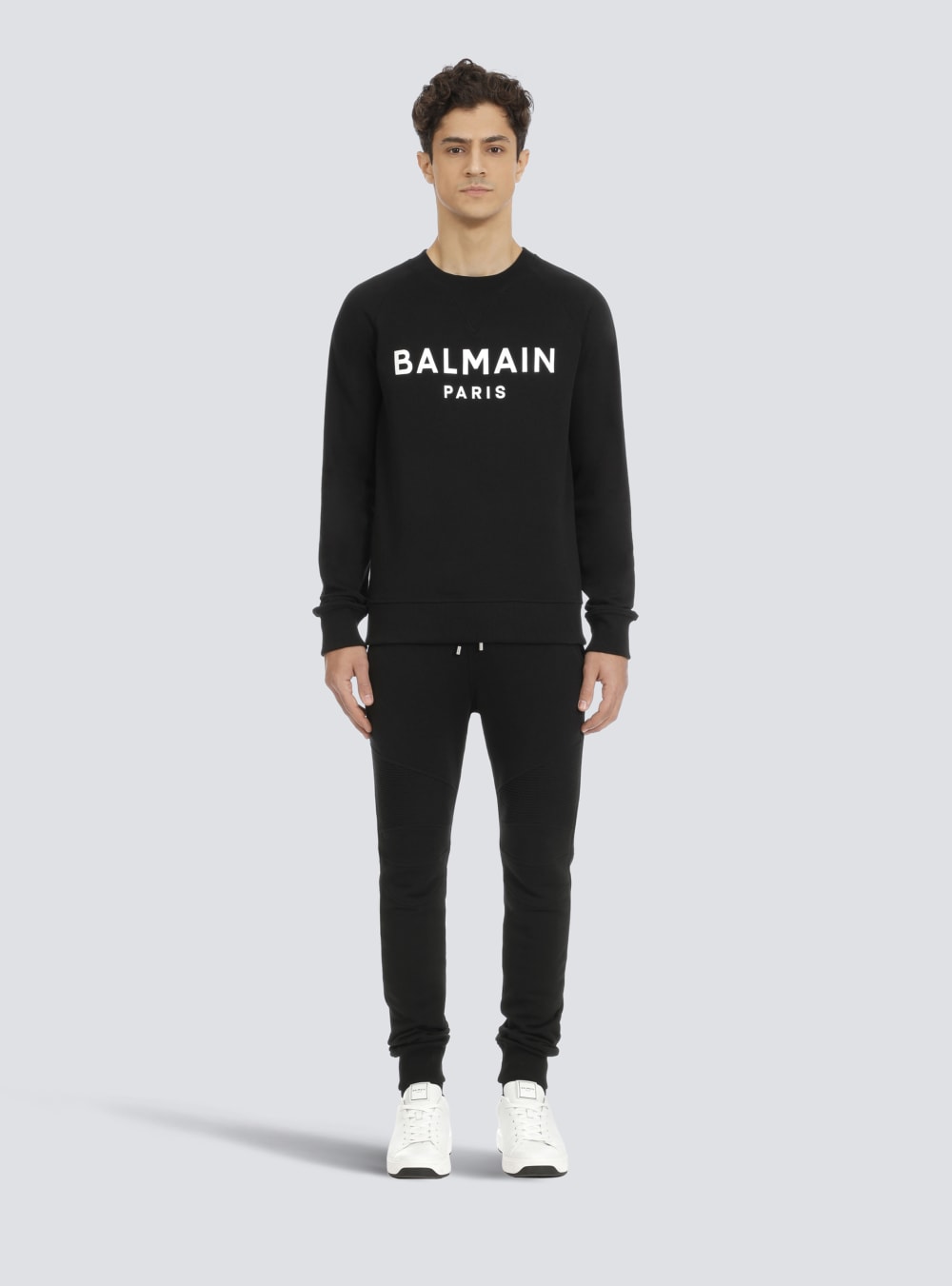 Men's Balmain Sweatshirt In Eco-responsible Cotton With Metallic Logo Print Sweatshirts Black | USA Q8EqcXFY