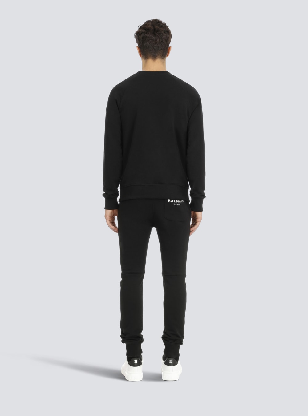 Men's Balmain Sweatshirt In Eco-responsible Cotton With Metallic Logo Print Sweatshirts Black | USA Q8EqcXFY