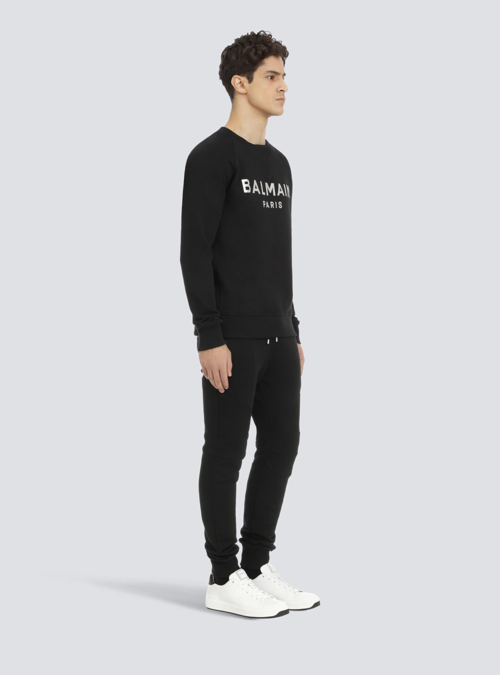 Men's Balmain Sweatshirt In Eco-responsible Cotton With Metallic Logo Print Sweatshirts Black | USA Q8EqcXFY