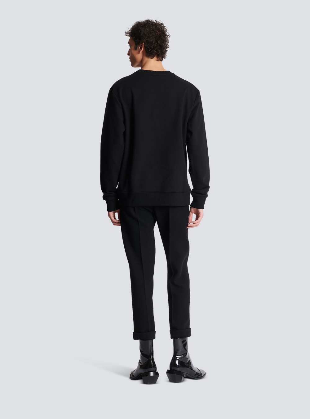 Men's Balmain Sweatshirt With Neon Printed Labyrinth Logo Sweatshirts Black | USA A8W551EV