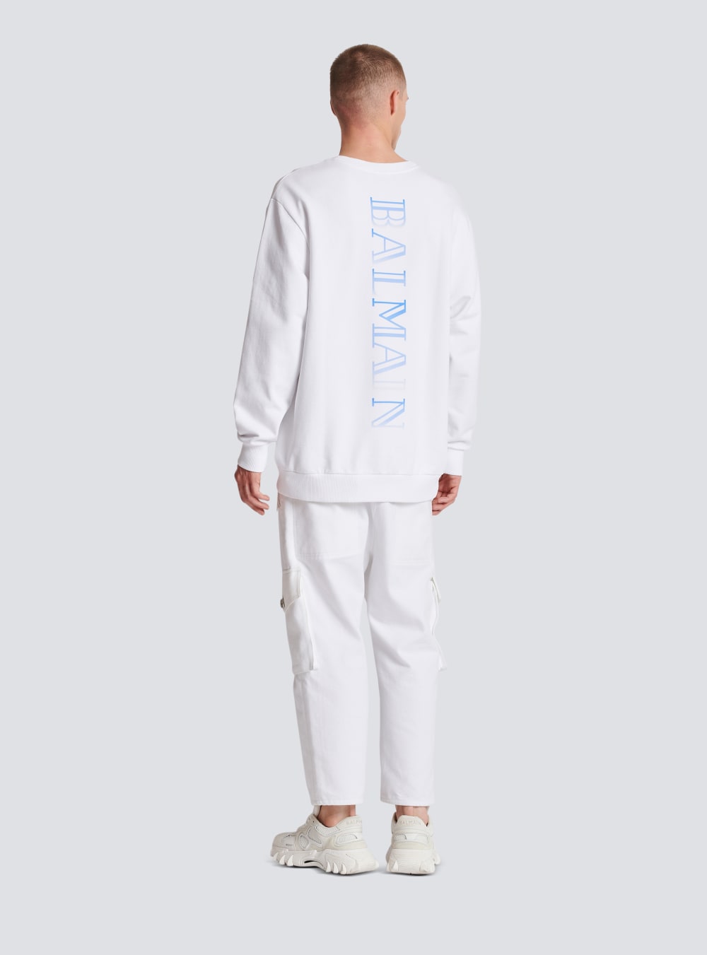 Men's Balmain Sweatshirt With Rubber Patch Sweatshirts White | USA OXxfWO7j