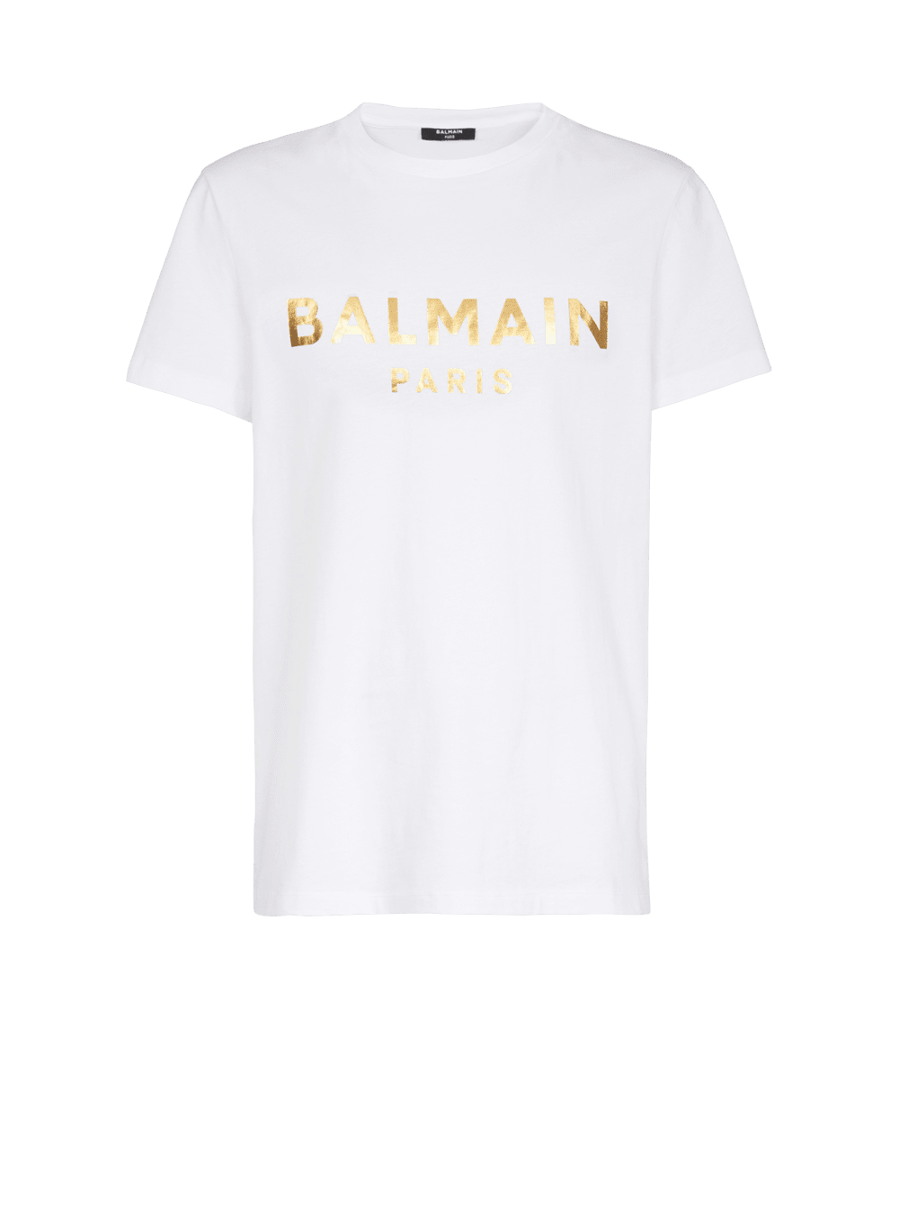 Men\'s Balmain T-shirt In Eco-responsible Cotton With Metallic Logo Print T Shirts White | USA 0GG8ac5C