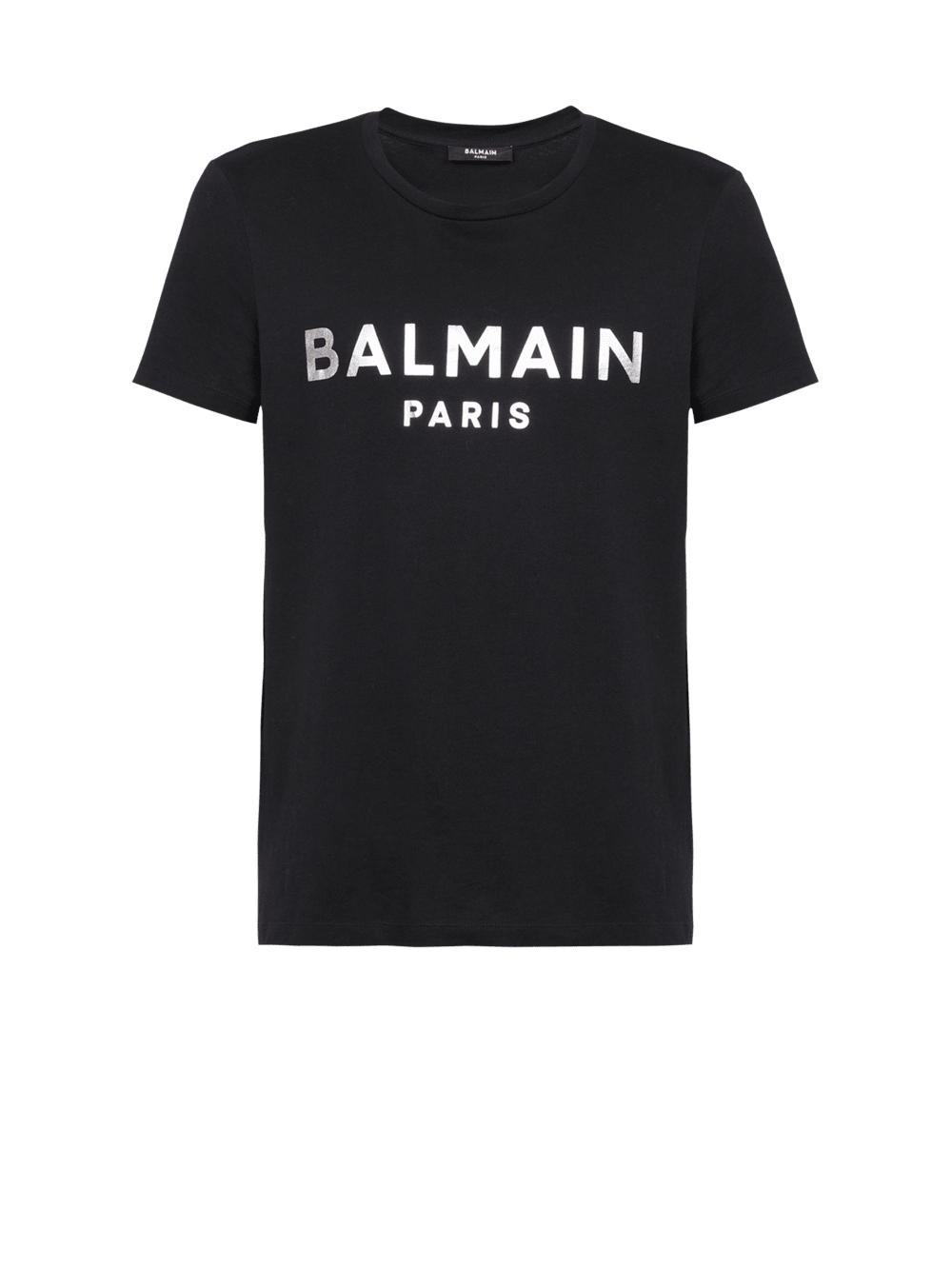 Men\'s Balmain T-shirt In Eco-responsible Cotton With Metallic Logo Print T Shirts Silver | USA 72Dsonzn