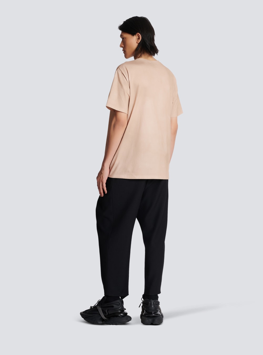 Men's Balmain T-shirt In Eco-responsible Cotton With Paris Desert Logo T Shirts Beige | USA k0mFJebp