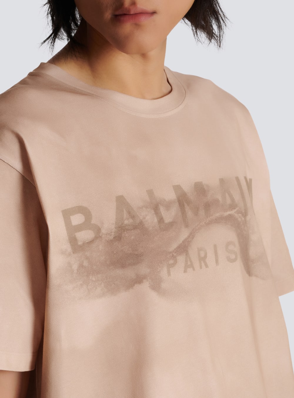 Men's Balmain T-shirt In Eco-responsible Cotton With Paris Desert Logo T Shirts Beige | USA k0mFJebp