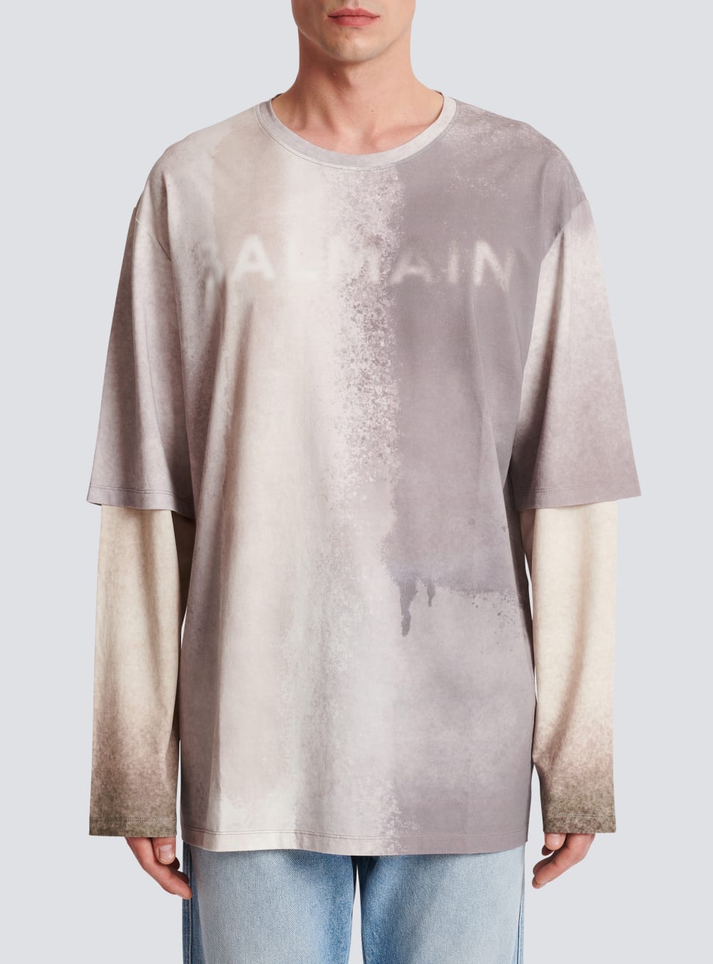 Men's Balmain T-shirt In Eco-responsible Cotton With Print T Shirts Grey | USA ssDtecOT