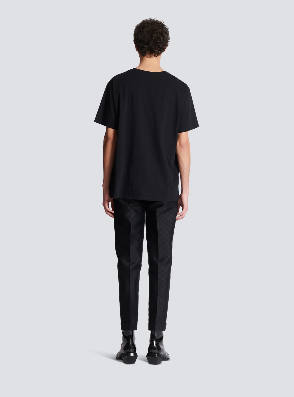 Men's Balmain T-shirt With Neon Printed Labyrinth Logo T Shirts Black | USA oSYiiYBS