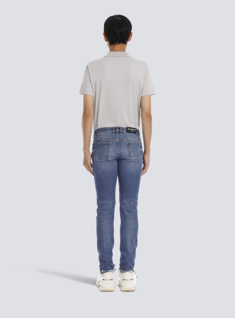 Men's Balmain Tapered Ripped Blue Cotton Jeans Blue | USA 6RARyRbv