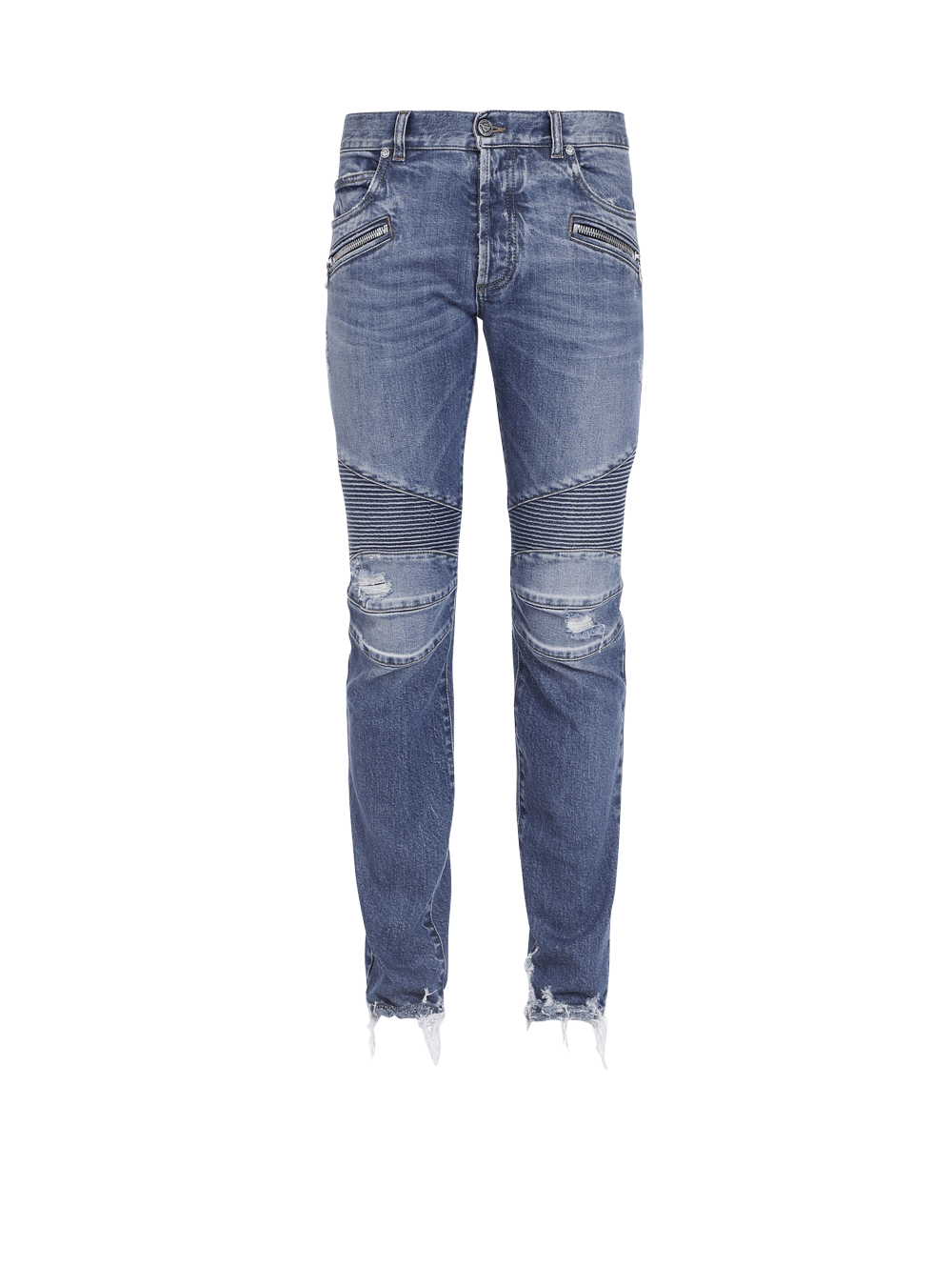 Men\'s Balmain Tapered Ripped Blue Cotton Jeans Blue | USA 6RARyRbv