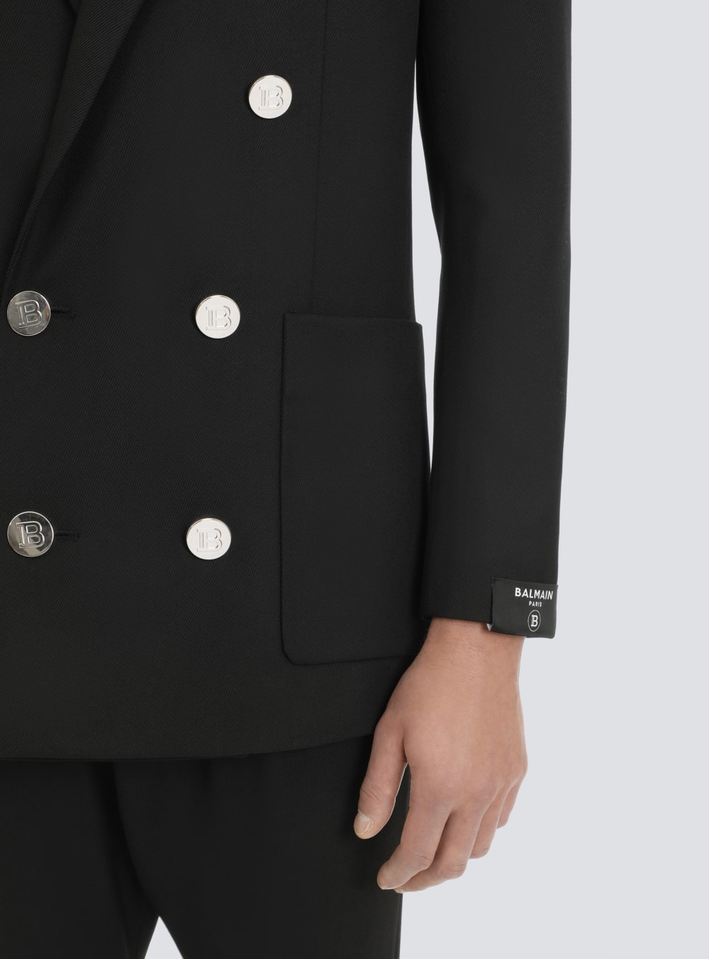 Men's Balmain Twill With Double-breasted Silver-tone Buttoned Fastening Blazers Black | USA JBOOqzcz