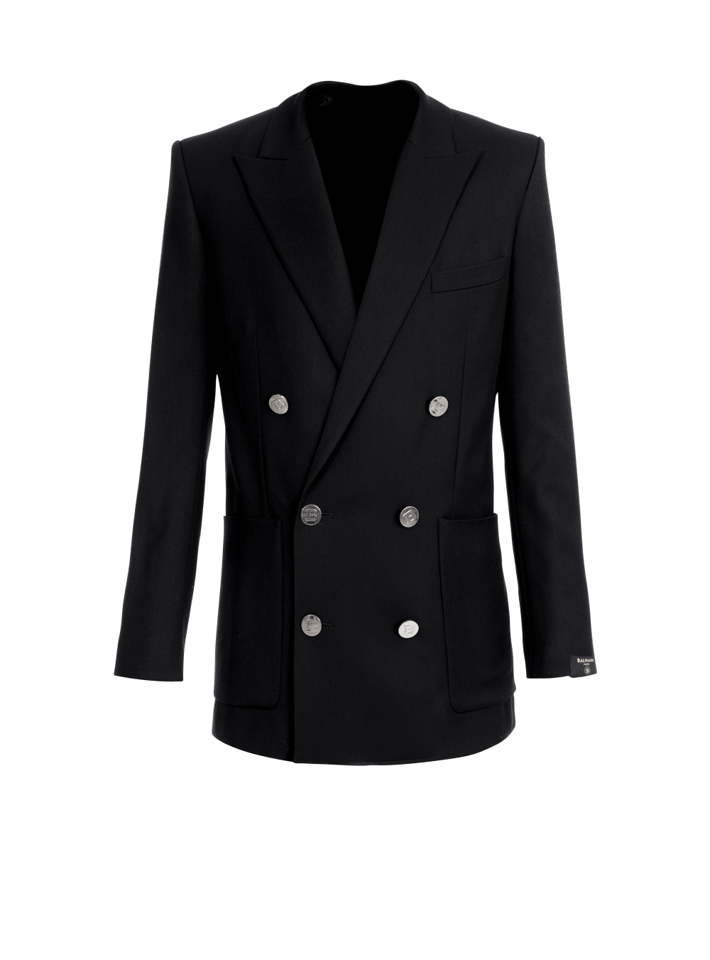 Men\'s Balmain Twill With Double-breasted Silver-tone Buttoned Fastening Blazers Black | USA JBOOqzcz