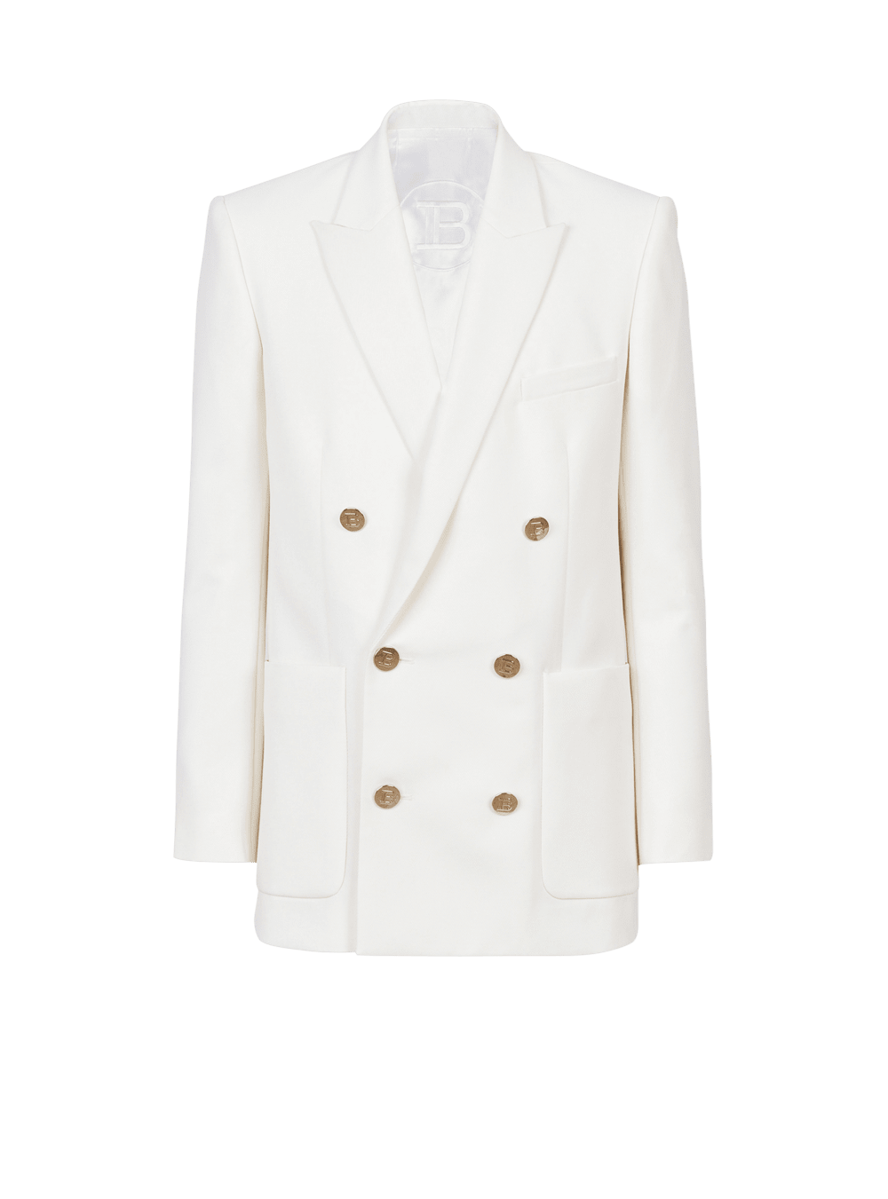 Men\'s Balmain Twill With Double-breasted Silver-tone Buttoned Fastening Blazers White | USA or4vPEhr