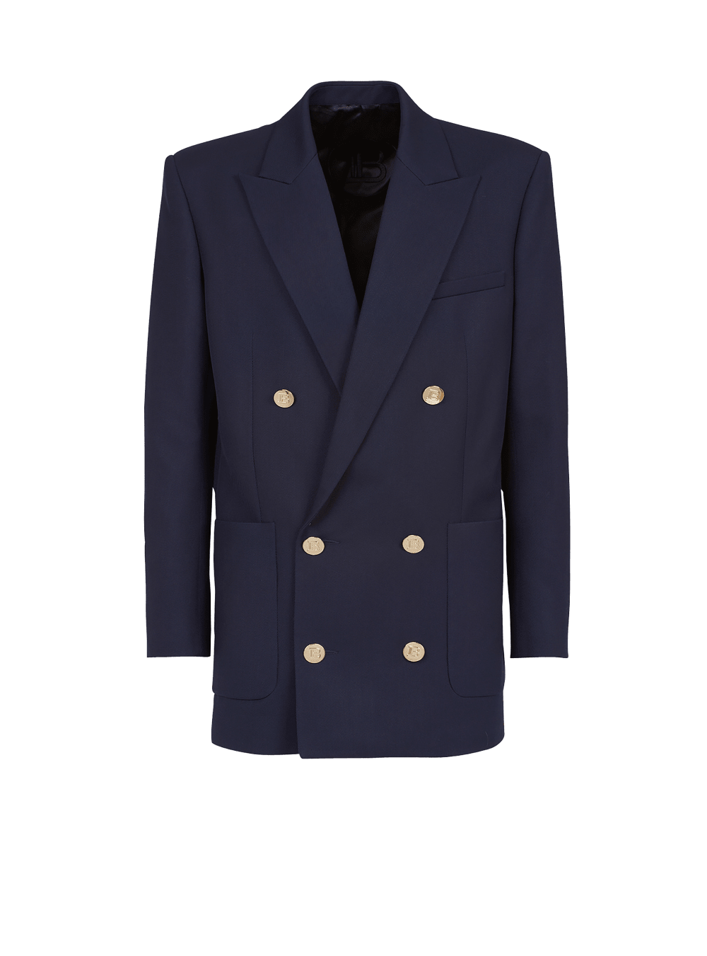 Men\'s Balmain Twill With Double-breasted Silver-tone Buttoned Fastening Blazers Navy | USA wsAVWGgw