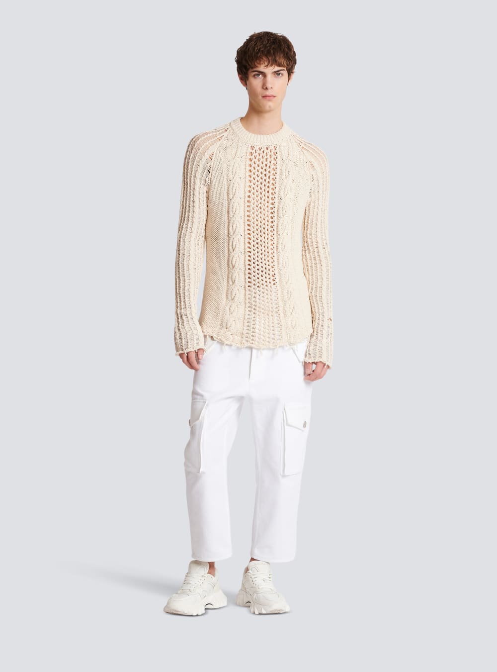 Men's Balmain Unstructured Knitted Jumpers Beige | USA 7qyB41dZ