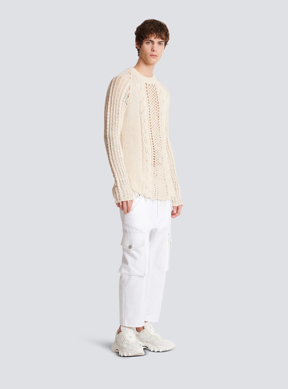 Men's Balmain Unstructured Knitted Jumpers Beige | USA 7qyB41dZ