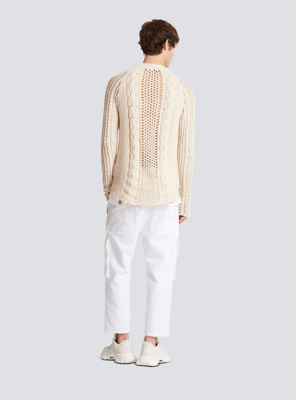 Men's Balmain Unstructured Knitted Jumpers Beige | USA 7qyB41dZ