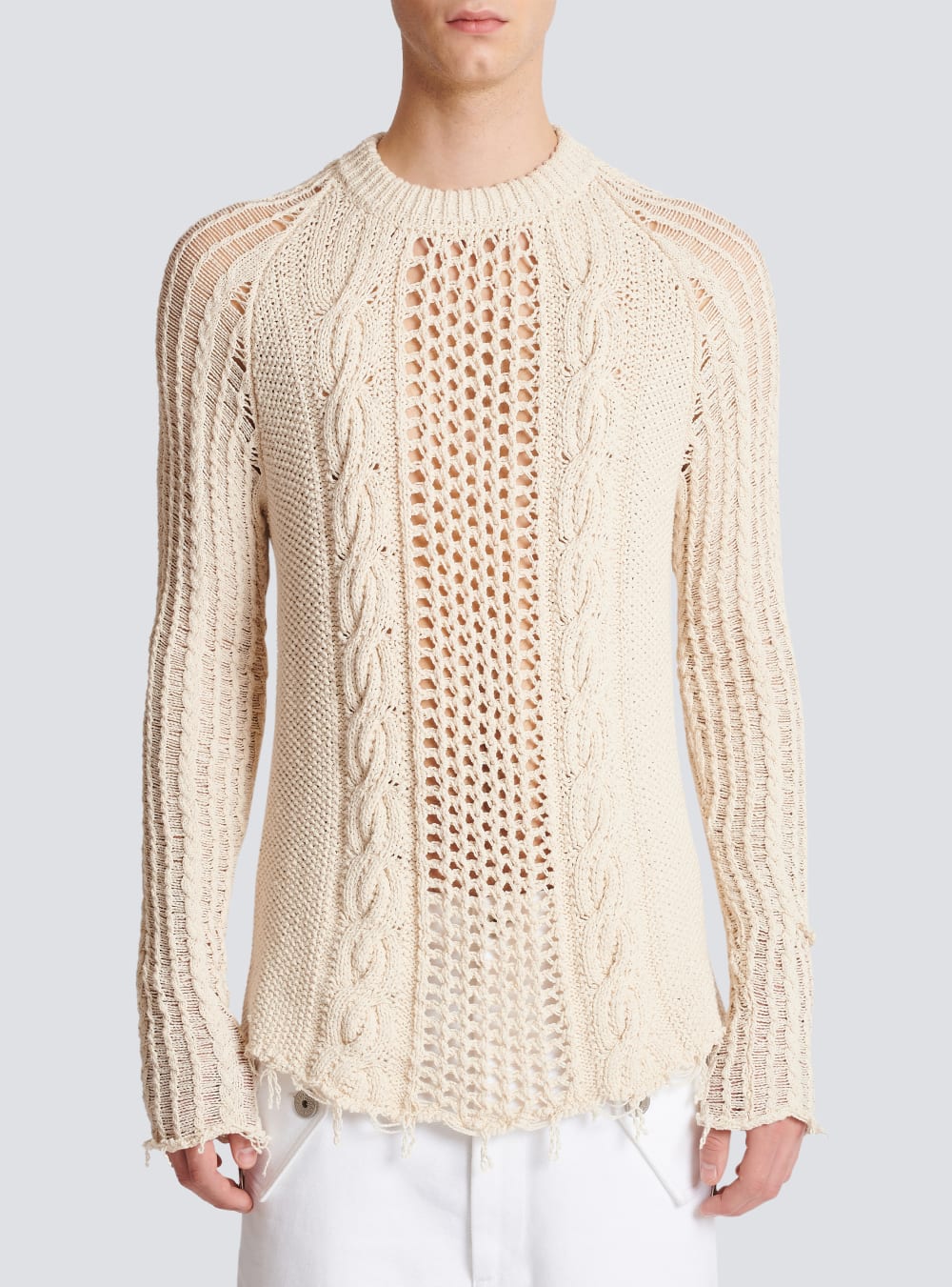 Men's Balmain Unstructured Knitted Jumpers Beige | USA 7qyB41dZ