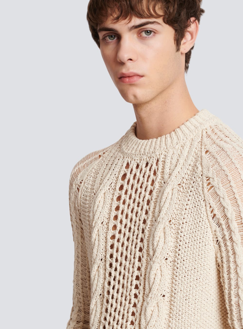 Men's Balmain Unstructured Knitted Jumpers Beige | USA 7qyB41dZ