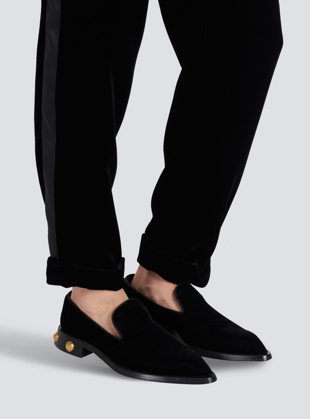 Men's Balmain Velvet Coin Loafers Black | USA I2dQqdtE